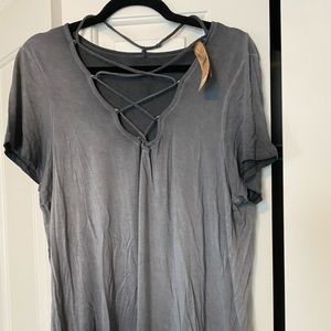 American Eagle Grey tie front top